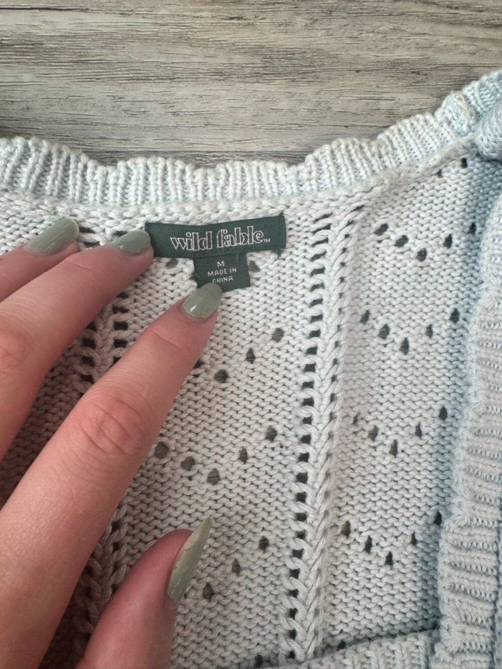 Wild Fable blue floral embroidered crop sweater set cottagecore size medium J26 - Picture 4 of 14